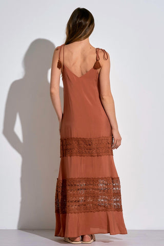 Elan - Terracotta Lace Detail Maxi Dress