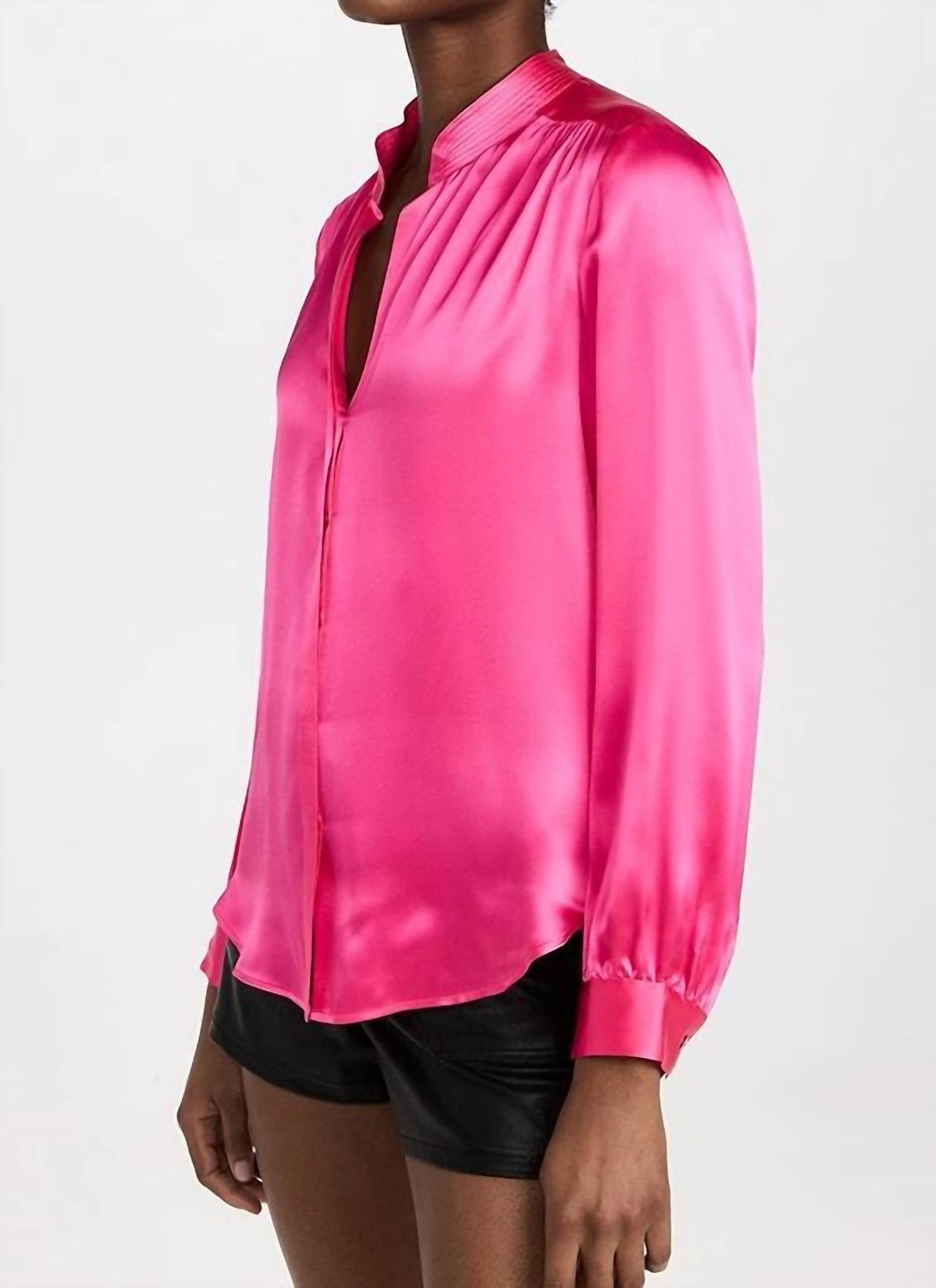 L'Agence - Bianca Band Collar Blouse - Petite