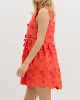 Entro - Floral Applique Dress with Bows