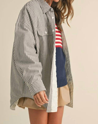 Klesis - Striped Padded Oversized Shacket