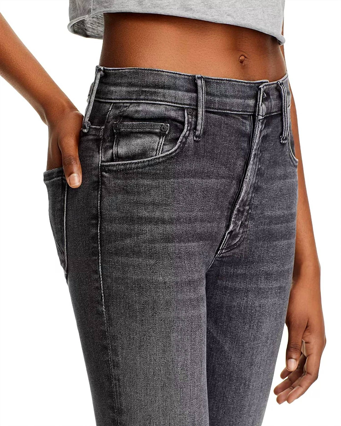 Mother - Insider High Rise Crop Step Fray Bootcut Jeans