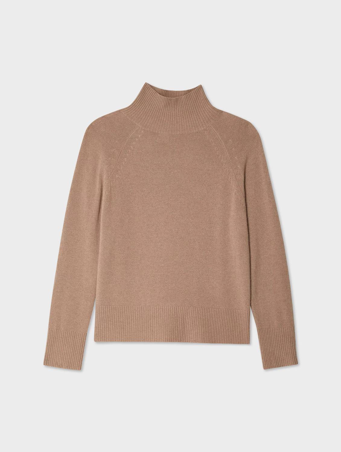 White + Warren - Cashmere Rib Trim Standneck Sweater
