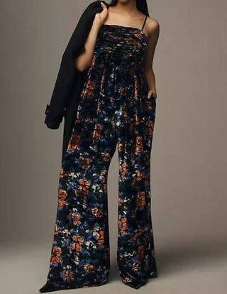 Hutch - Mabel Velvet Burnout Ultra Wide-leg Jumpsuit