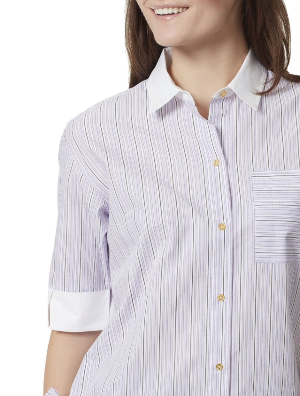 Anne Klein Women's Marleigh Short Sleeve Blouse Purple Size Large