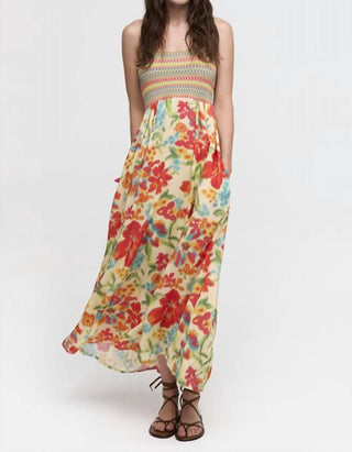 Aldo Martins - Floral Midi Dress with Crochet Top