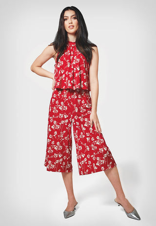 Leota Women's Skyler Cropped In Casanova Cherry Jumpsuit Red