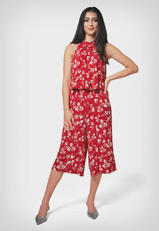 Leota Women's Skyler Cropped In Casanova Cherry Jumpsuit Red