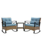 3pcs Rocking Rattan Chair Set in Grey