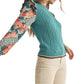 &Merci - Knit Sweater With Woven Floral Sleeves