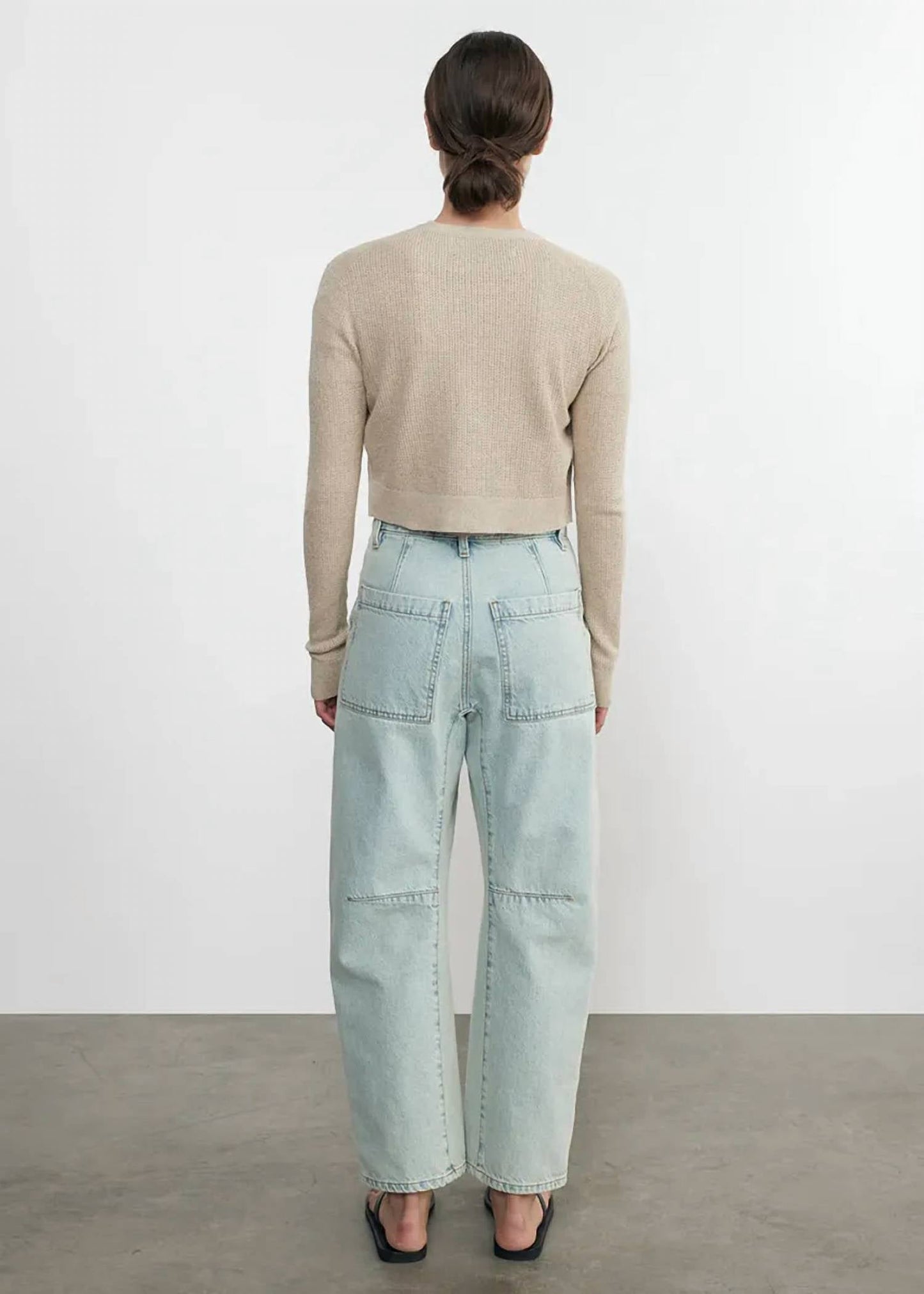 Enza Costa - Linen Open Knit Cropped V Neck Cardigan