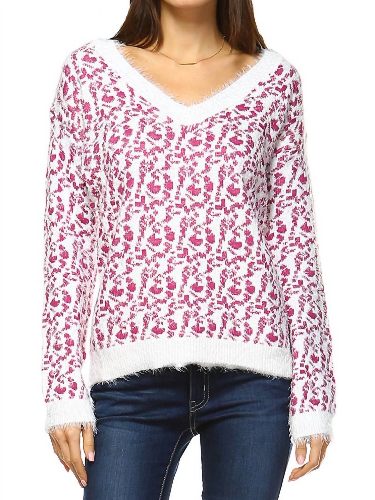 White Mark - Women's Leopard Sweater