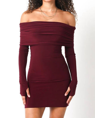 Hallelu - Off Shoulder Long Sleeve Mini Dress
