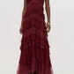 Alice + Olivia - Liana V Neck Ruffle Maxi Dress