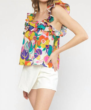Entro - Floral Square Neck Top
