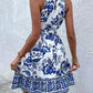 Trendsi - Printed Tie Waist Mini Dress