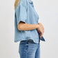Risen - Cropped Denim Button Down Shirt