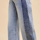 Anniewear - Two Tone Side Panel Stretch Barrel Leg Crop Jean