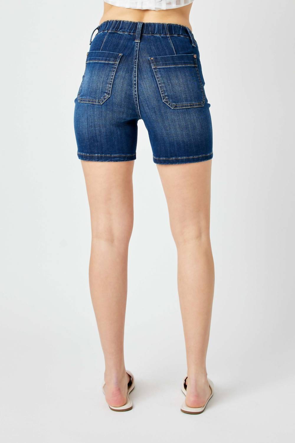 Judy Blue - High Waist Elastic Waist Mid Length Shorts
