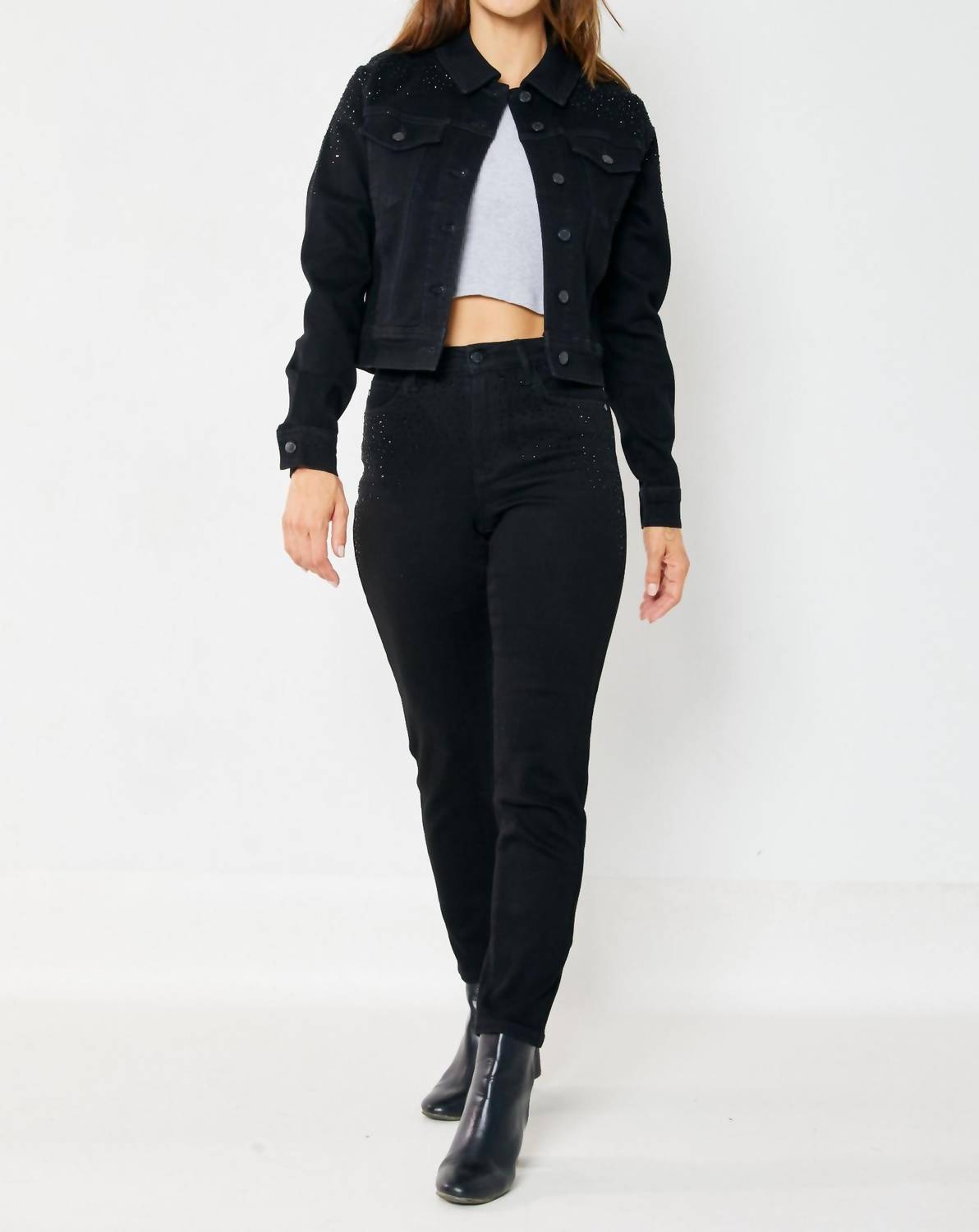 Judy Blue - High Waist Rhinestone Embellished Slim Fit Jeans