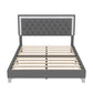 3-Pieces Bedroom Set, Queen Size Upholstered Platform Bed with LED Lights and Two Nightstands - Gray