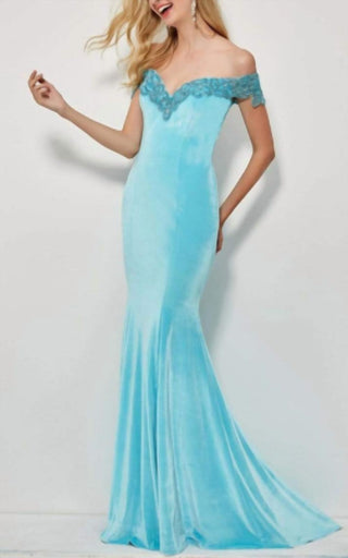 Angela & Alison - Velvet Off The Shoulder Dress