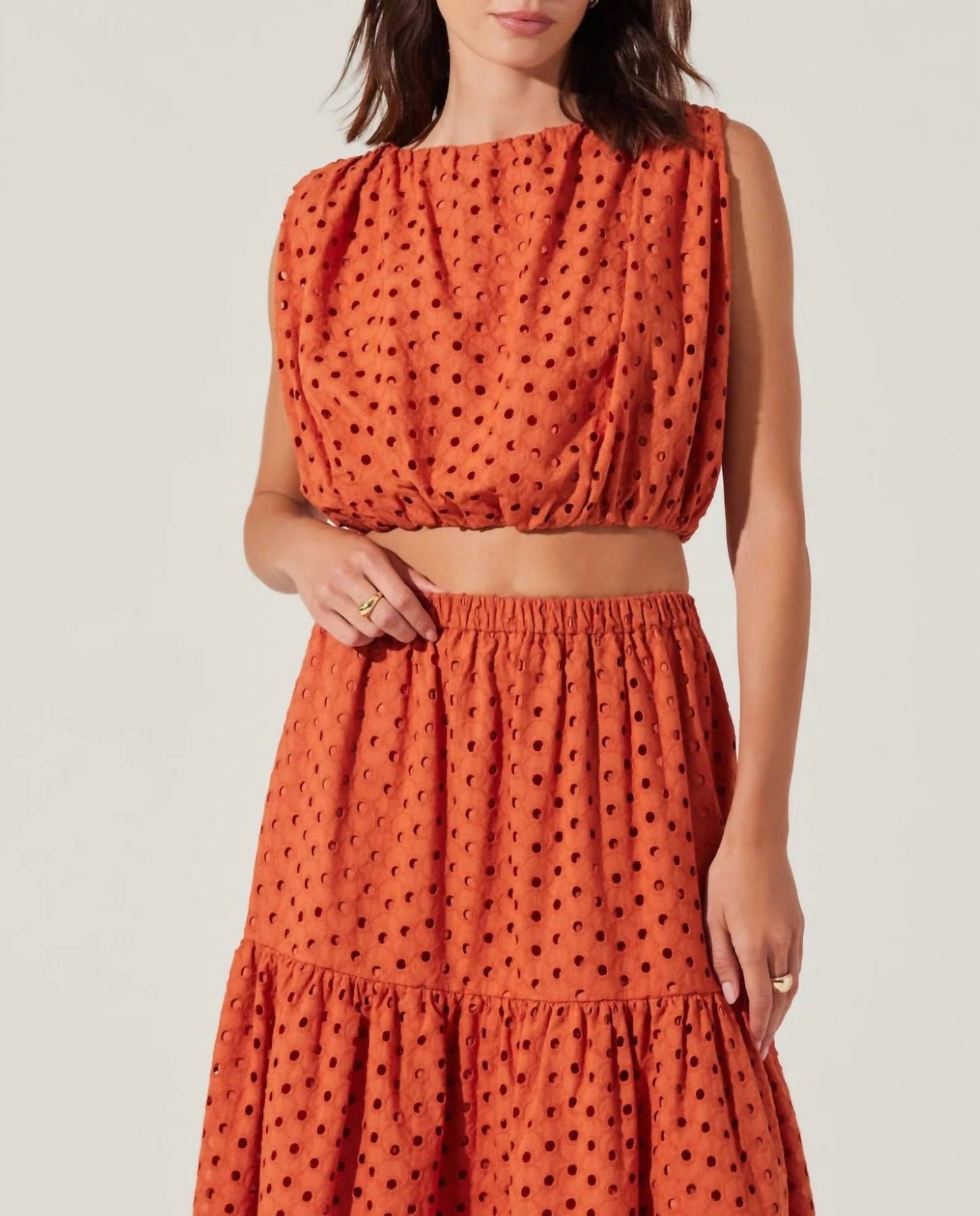 Astr - Nalley Eyelet Crop Top