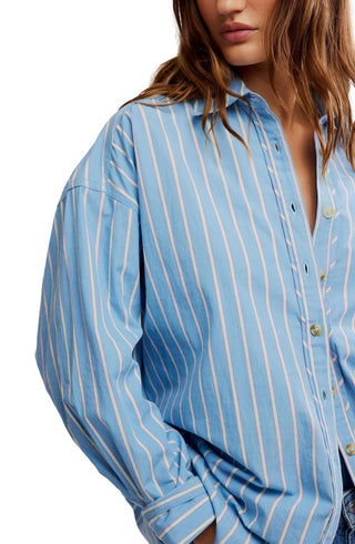Free People - Varsity Vibes Stripe Oversize Button-up Shirt