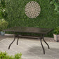 Celestine Outdoor Cast Aluminum Dining Table with Floral Lattice and Umbrella Holder