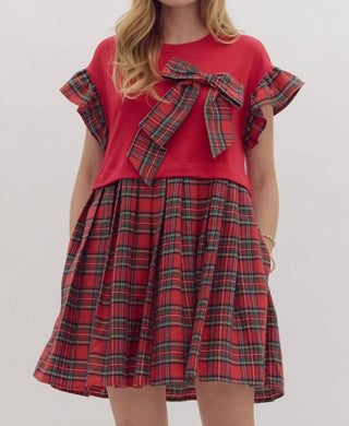 Entro - Bow Plaid Dress