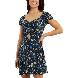 Juniors Floral Print Fit & Flare Dress