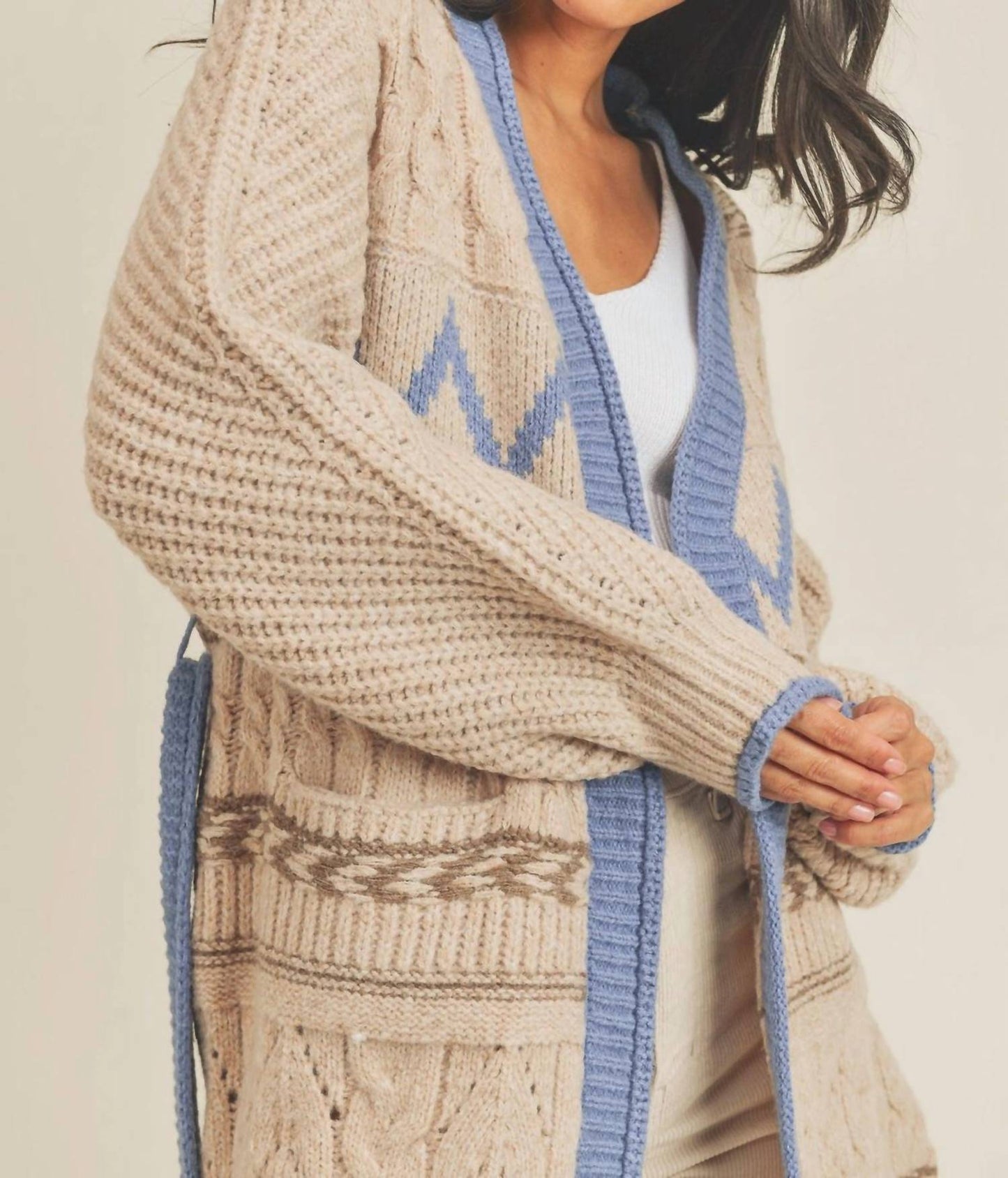 &Merci - Balloon Sleeved Tied Cardigan