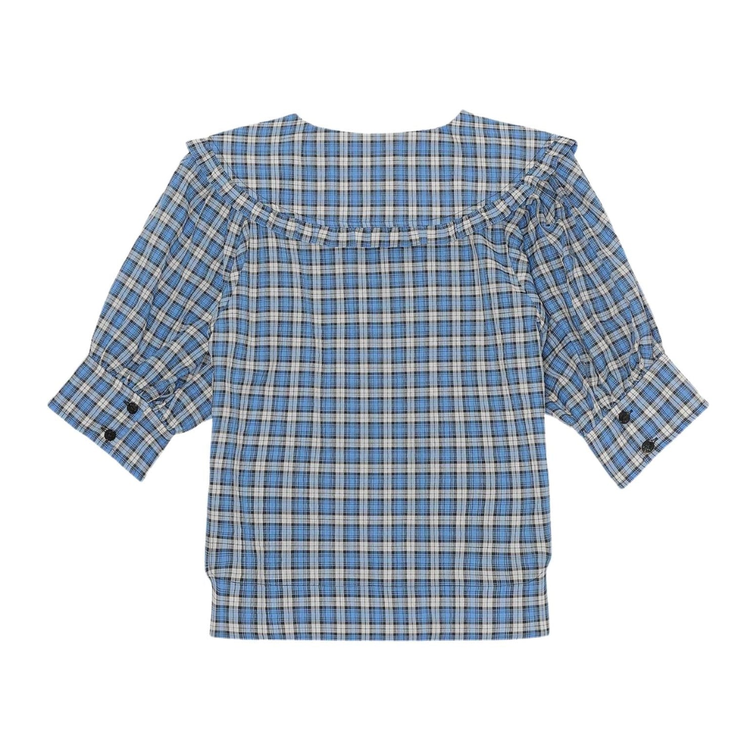 Ganni - SEERSUCKER V-NECK BLOUSE