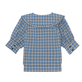 Ganni - SEERSUCKER V-NECK BLOUSE