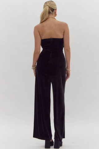 Entro - Strapless Glittery Velvet Romper