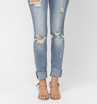 Judy Blue - High Waist Heavy Destroy Tall Skinny Denim Jeans