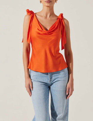 Astr - Allexina Satin Cowl Neck Top