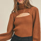 &Merci - Ribbed Knit Cutout Turtleneck Sweater