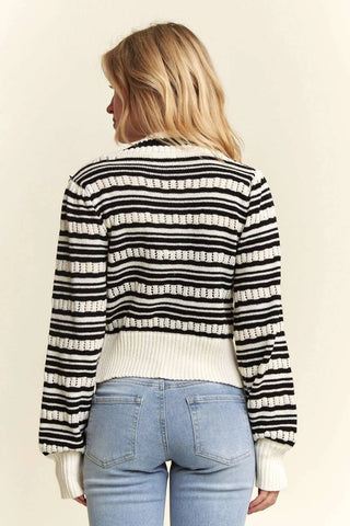 Trendsi - Adora Bow Tie Stripe Sweater Top
