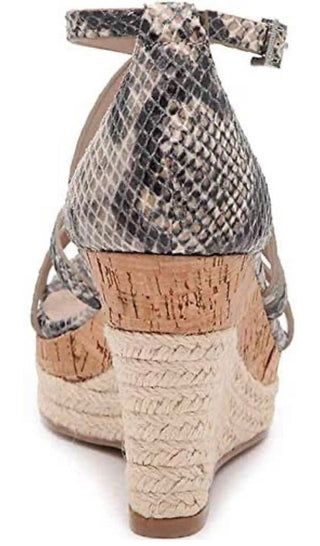 Charles By Charles David Women's Designer Heels Strappy Espadrille Faux Leather Wedge Sandals Brown Size 6.5