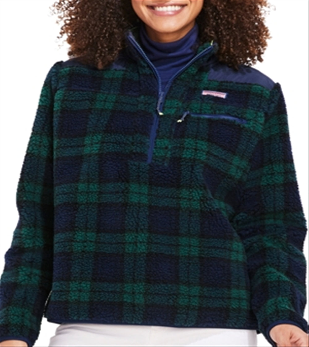 Vineyard Vines watch Plaid Sherpa Sweatshirt Black Size XL