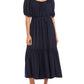 Karen Kane Womens Cocktail Midi Fit & Flare Dress Blue