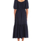 Karen Kane Womens Cocktail Midi Fit & Flare Dress Blue