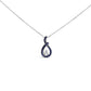 .925 Sterling Silver Created Blue and White Sapphire Teardrop Shaped Pendant Necklace - 18" Inches
