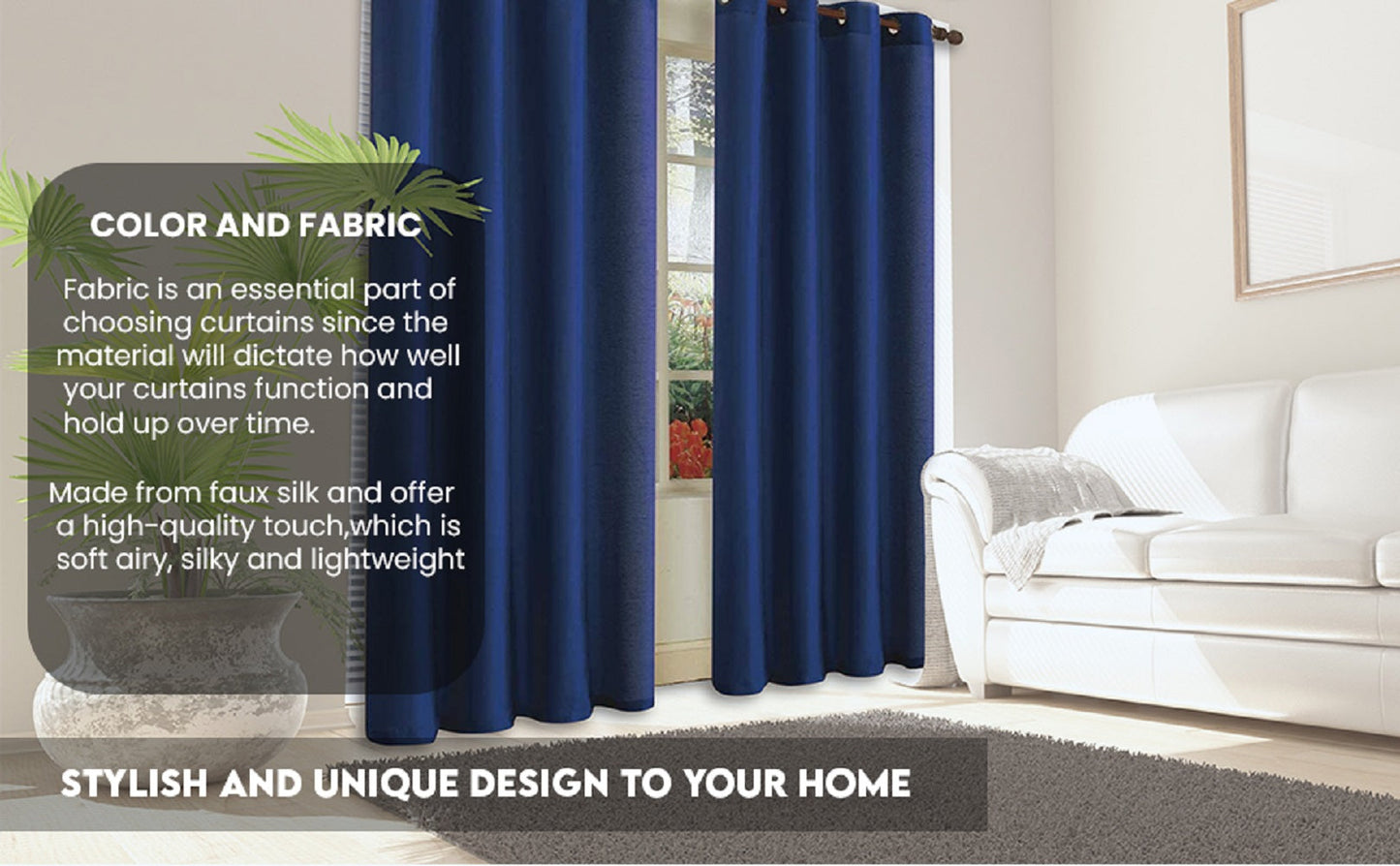 J&V TEXTILES 2 Panels Solid Grommet Faux Silk Window Curtain Drapes Treatment in 84" Length