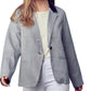 &Merci - Contrast Lapel Collar Houndstooth Blazer
