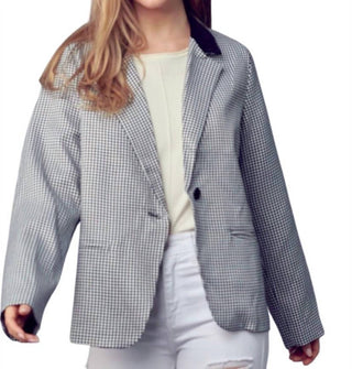 &Merci - Contrast Lapel Collar Houndstooth Blazer