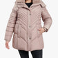 London Fog - Plus Size Zip-front Hooded Puffer Jacket With Button-off Fur Collar