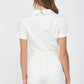 Fate - Short Sleeve Wrap Romper With Collar