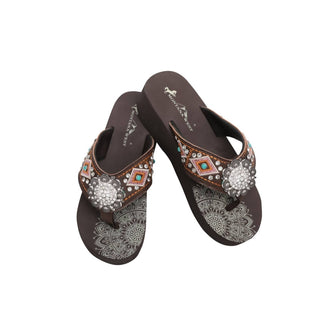 Montana West - Women's Mandala Wedge Flip Flop