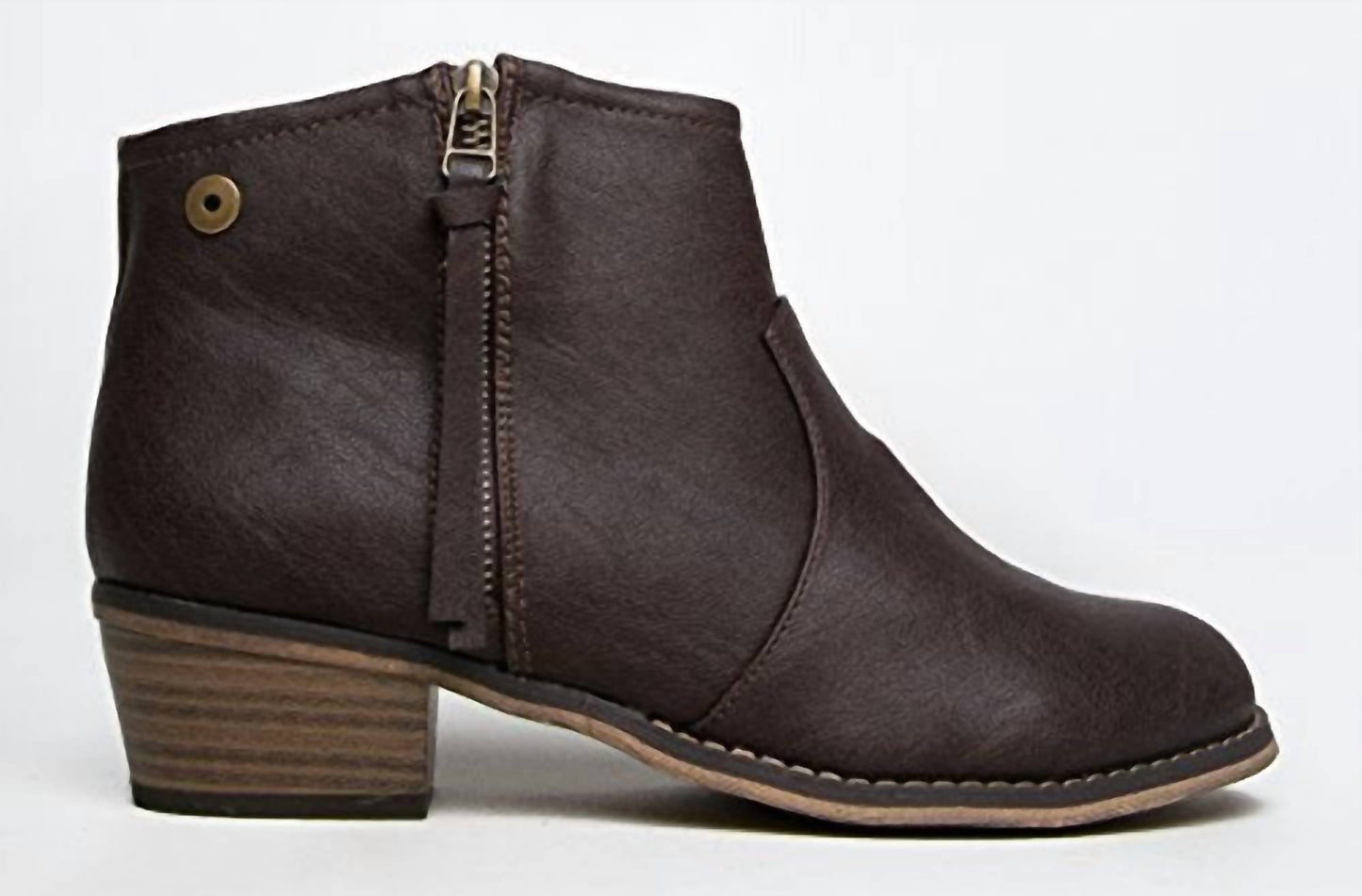 Breckelles - Women's Dorado Leatherette Zip Ankle Riding Bootie